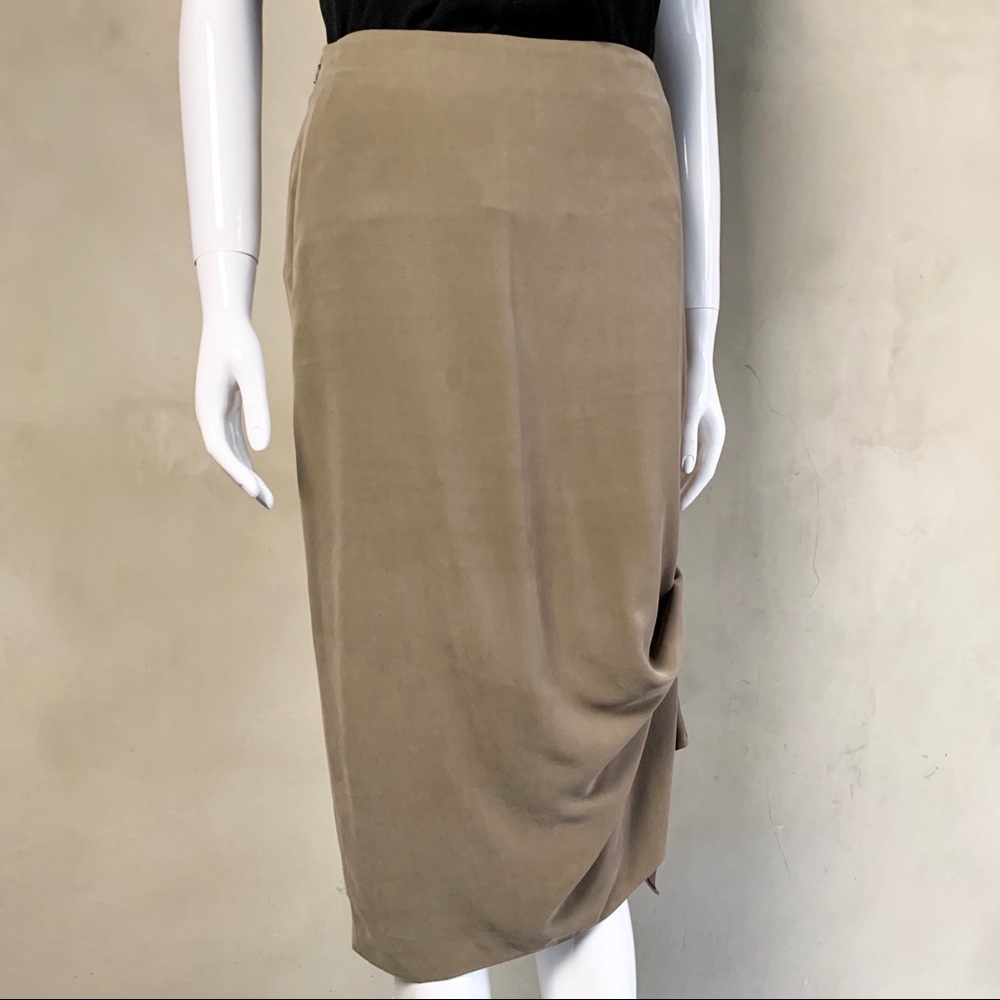 Army Green Pencil Skirt w/ Cinched Side Detail - Picture 7 of 8
